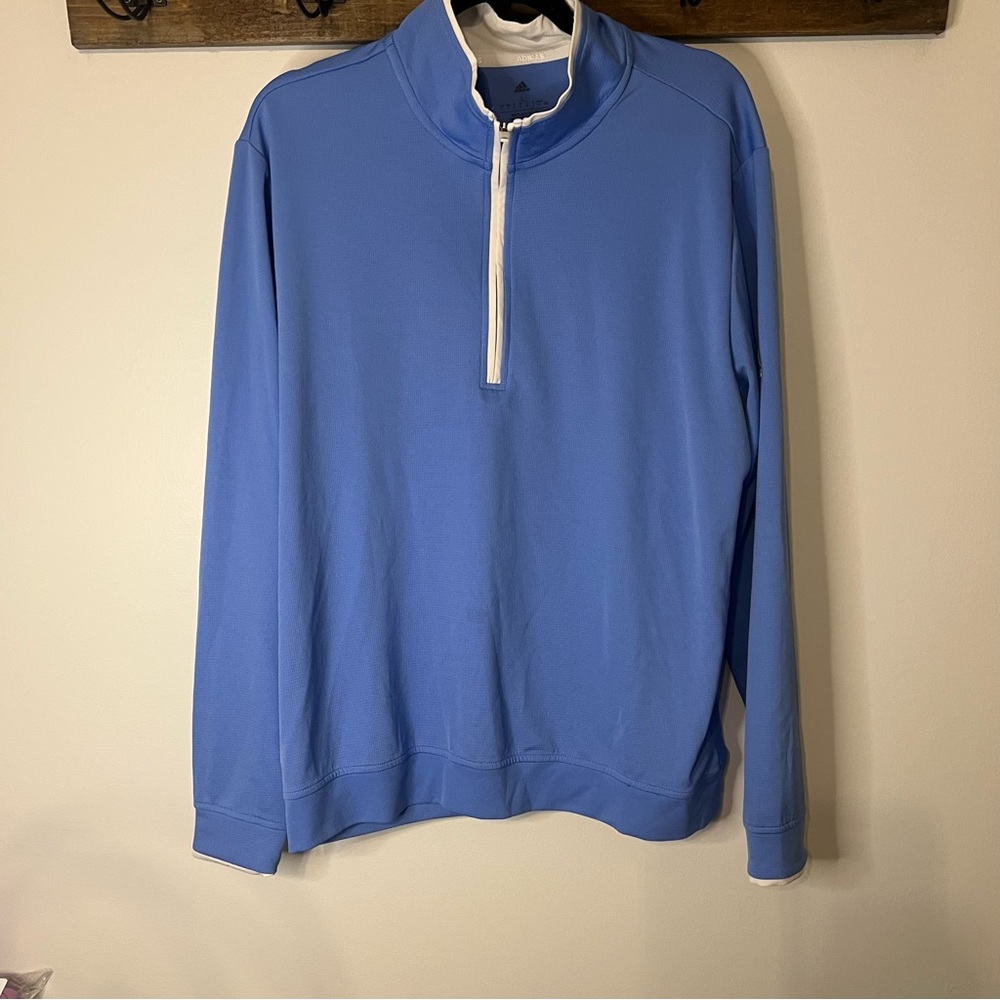 Adidas Quarter Zip Pullover Blue Golf Athletic‎ Sweatshirt Lightweight Large